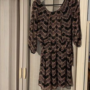 Lily Rose size Med chevron black and coral print